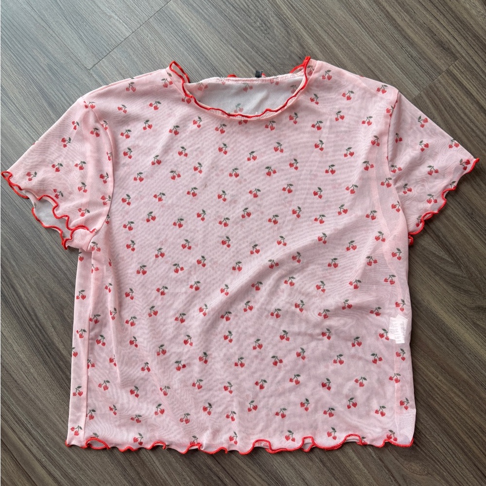 Cherry Print Pink Top